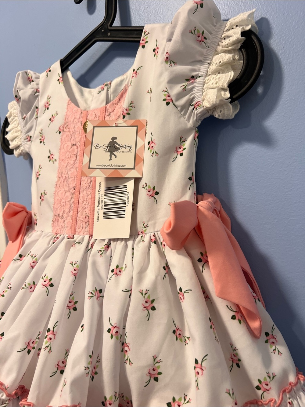 Marietta Pettiskirt White & Pink Floral Bow-Accent Kids Dress